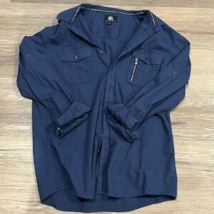 Rock & Republic Deep Blue Shirt Long Sleeve Men's Shirt